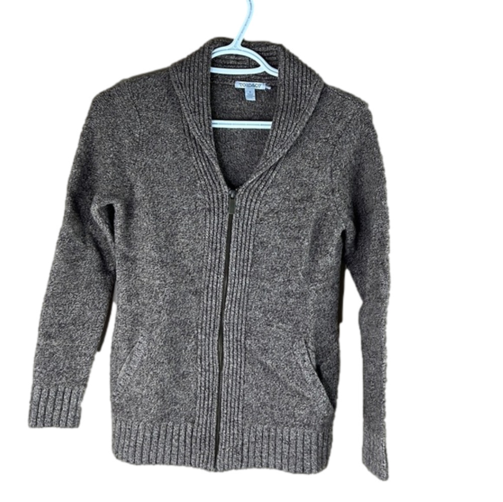 Toad & Co Brown Shawl Lambswool Knit Zip-Up